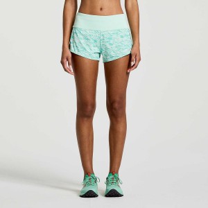 Women's Saucony Outpace 2.5" Split Shorts Turquoise | SG S92765-S52