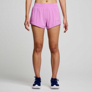 Women's Saucony Outpace 3" Shorts Purple | SG S97184-X60