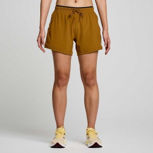 Women's Saucony Outpace 5" Shorts Brown | SG S57892-H07