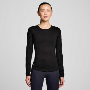 Women's Saucony Peregrine Merino Long Sleeve T Shirts Black | SG S93082-M10