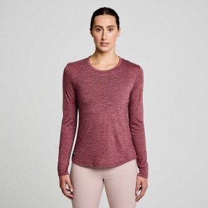 Women's Saucony Peregrine Merino Long Sleeve T Shirts Red | SG S73401-A17