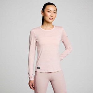 Women's Saucony Peregrine Merino Long Sleeve T Shirts Smoke Heather | SG S32761-S07