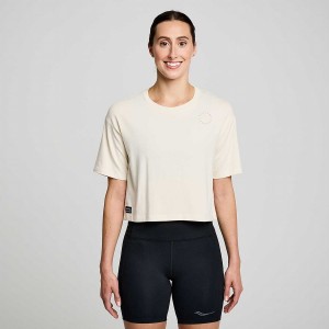 Women's Saucony Recovery Boxy Tee T Shirts Beige | SG S25164-W57