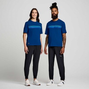 Women's Saucony Recovery Short Sleeve T Shirts Indigo | SG S30695-P49