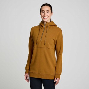 Women's Saucony Recovery Zip Tunic Hoodie Brown | SG S35149-V86