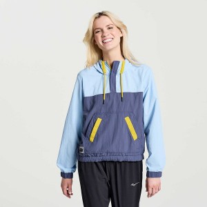 Women's Saucony Rested Anorak Tops Blue | SG S54761-L91