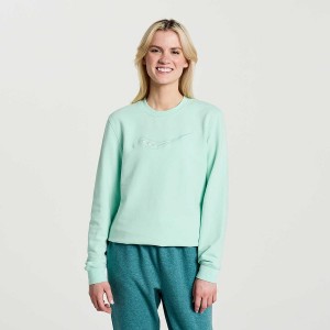 Women's Saucony Rested Crewneck Sweatshirt Turquoise | SG S64315-Q05