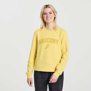 Women's Saucony Rested Crewneck Sweatshirt Yellow | SG S32581-W26