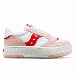 Women's Saucony St. Valentine Jazz Court Platform Sneakers White / Pink | SG S71236-J18