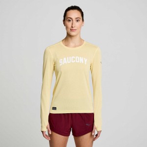 Women's Saucony Stopwatch Graphic Long Sleeve T Shirts Glow Graphic | SG S54601-H76