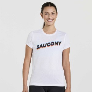 Women's Saucony Stopwatch Graphic Short Sleeve T Shirts White | SG S21378-N04