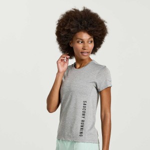 Women's Saucony Stopwatch Graphic Short Sleeve T Shirts Light Grey | SG S30958-S21