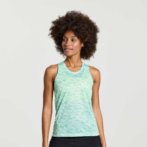 Women's Saucony Stopwatch Graphic Singlet Tank Top Turquoise | SG S27961-X27