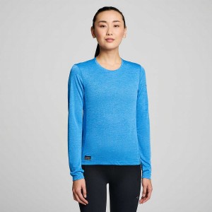 Women's Saucony Stopwatch Long Sleeve T Shirts Blue | SG S54918-N85