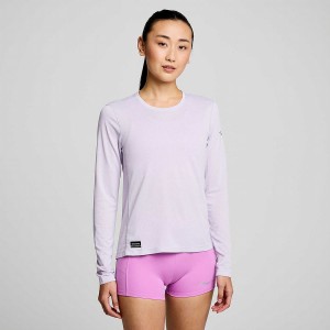 Women's Saucony Stopwatch Long Sleeve T Shirts Purple | SG S46259-D40