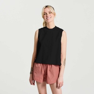 Women's Saucony Unwind Sleeveless Tops Black | SG S80364-H17