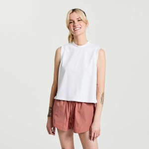 Women's Saucony Unwind Sleeveless Tops White | SG S65387-J30