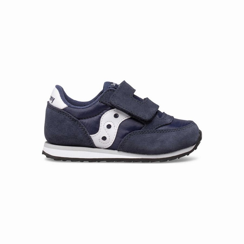 Kids\' Saucony Baby Jazz Hook & Loop Sneakers Navy / White | SG S70329-G71