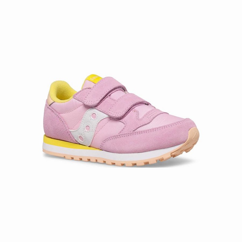 Kids' Saucony Jazz Double Hook & Loop Sneakers Pink / Yellow / Coral | SG S06952-A20