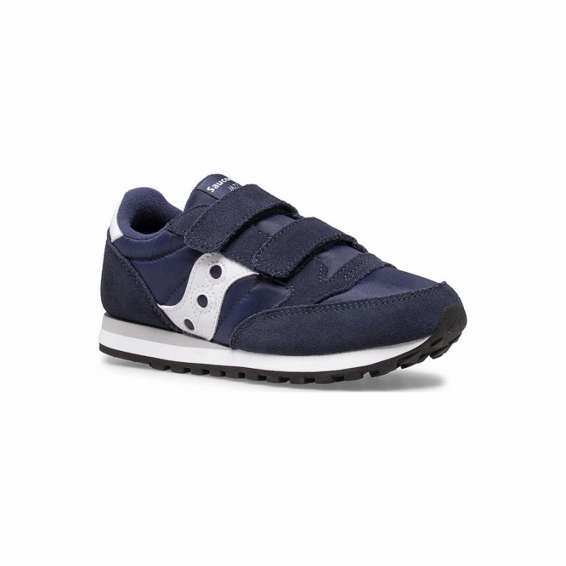 Kids' Saucony Jazz Double Hook & Loop Sneakers Navy / White | SG S83720-S92