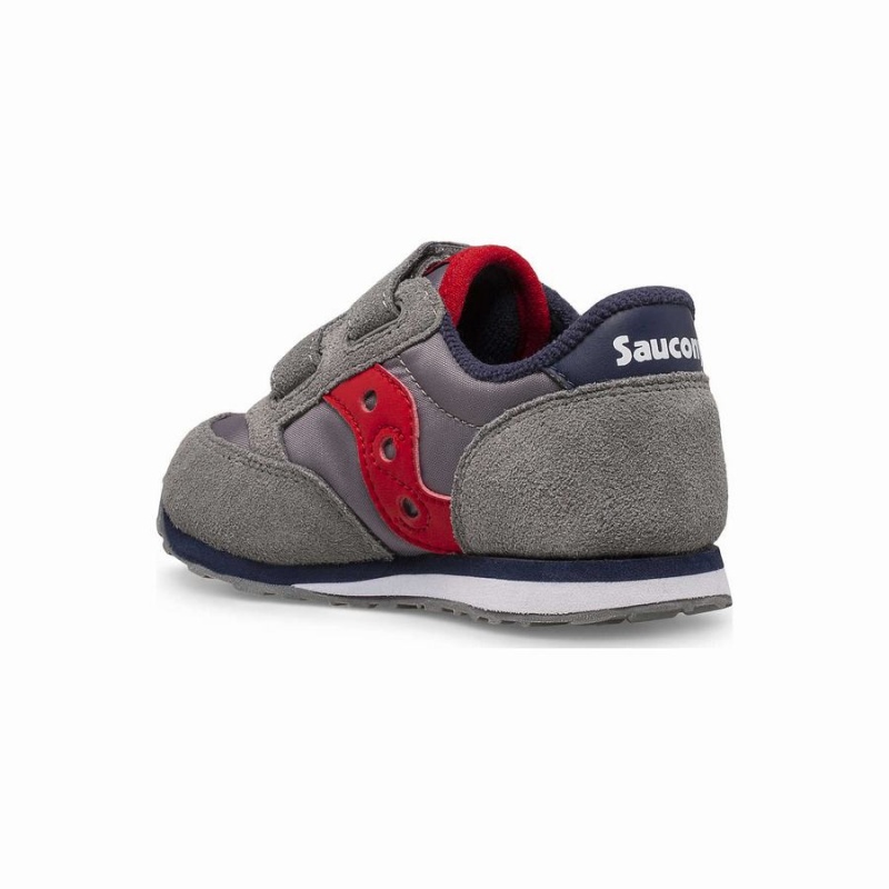 Kids' Saucony Jazz Hook & Loop Sneakers Grey / Navy / Red | SG S73809-K94