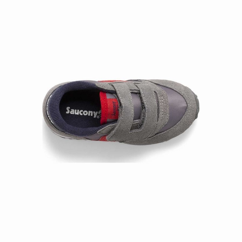 Kids' Saucony Jazz Hook & Loop Sneakers Grey / Navy / Red | SG S73809-K94