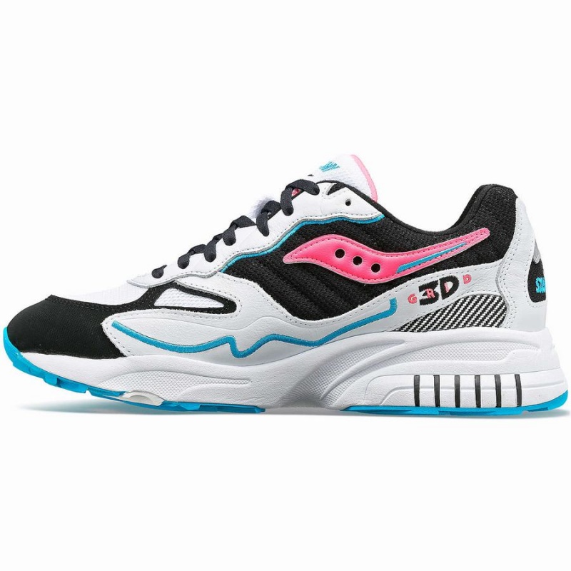 Men's Saucony 3D Grid Hurricane Sneakers White / Black / Pink | SG S49732-Q32