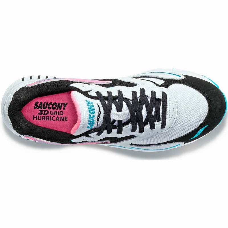 Men's Saucony 3D Grid Hurricane Sneakers White / Black / Pink | SG S49732-Q32