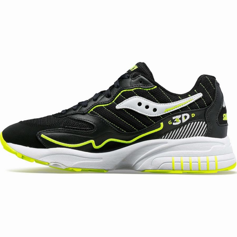 Men's Saucony 3D Grid Hurricane Sneakers Black / White | SG S20659-W39