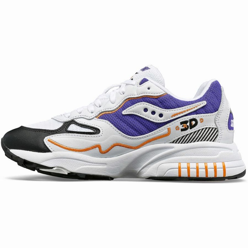 Men's Saucony 3D Grid Hurricane Sneakers White / Purple | SG S23680-E70