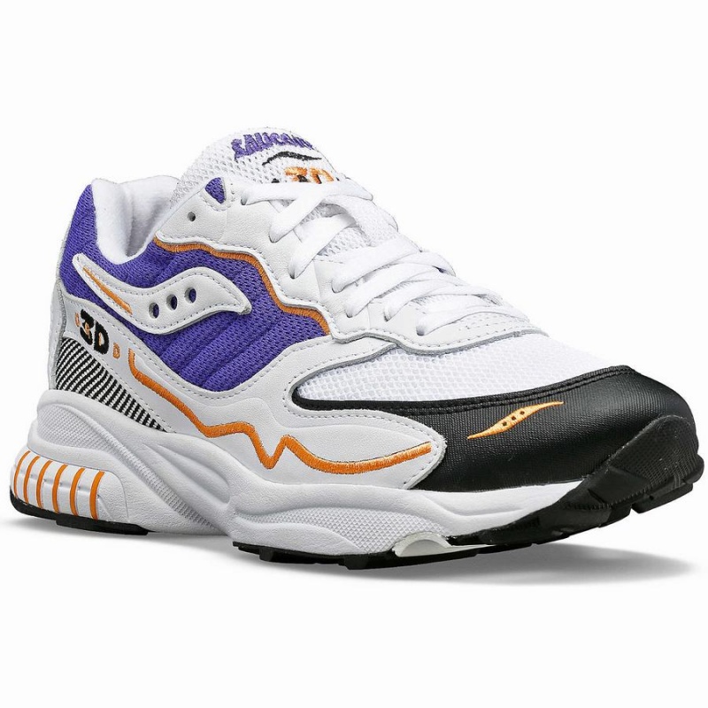 Men's Saucony 3D Grid Hurricane Sneakers White / Purple | SG S23680-E70