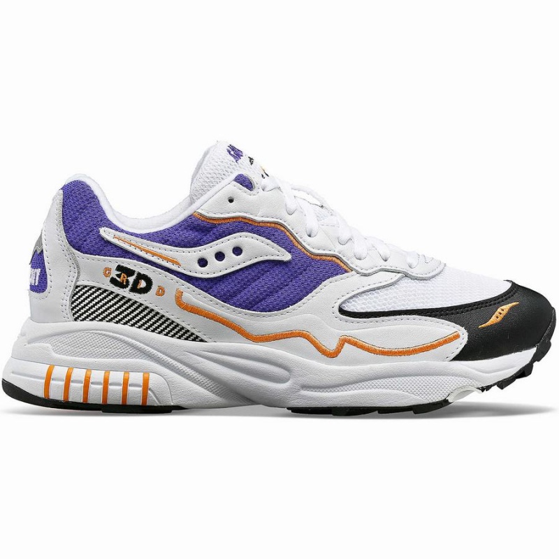 Men\'s Saucony 3D Grid Hurricane Sneakers White / Purple | SG S23680-E70