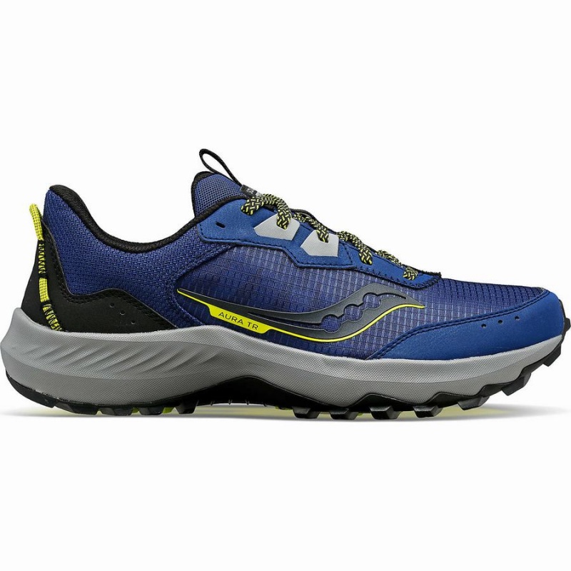 Men\'s Saucony Aura TR Running Shoes Indigo / Black | SG S94750-R38