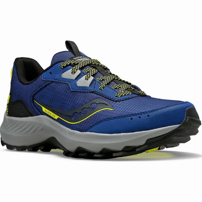 Men's Saucony Aura TR Trail Running Shoes Indigo / Black | SG S62348-J95