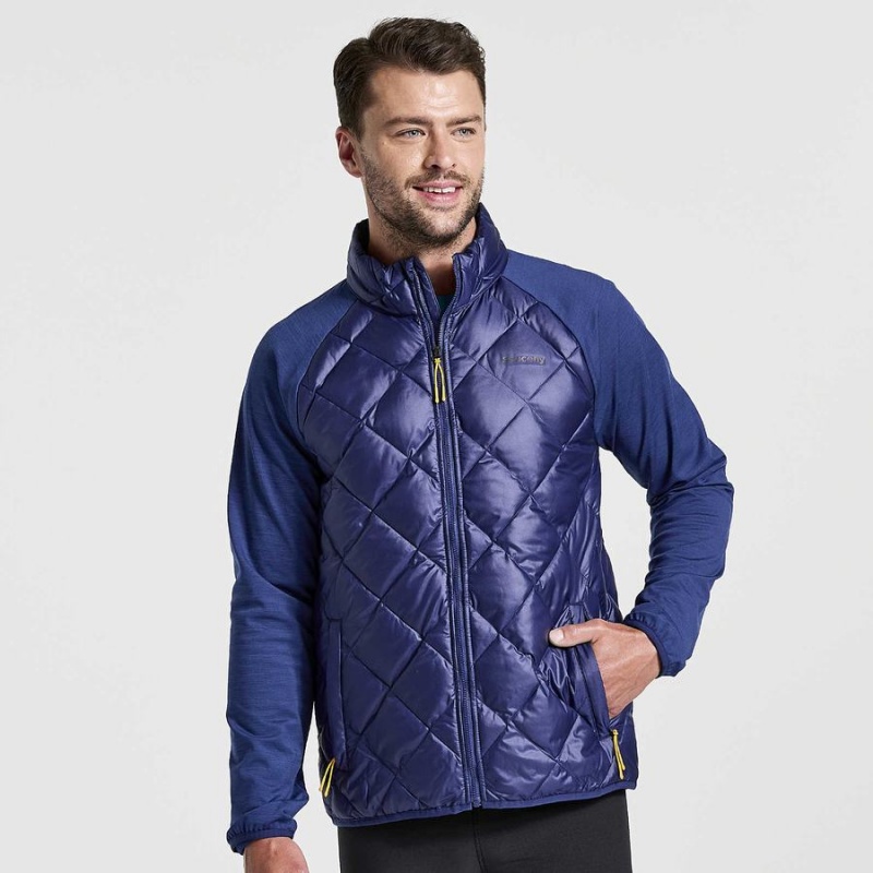 Men\'s Saucony Boulder Oysterpuff Jackets Navy | SG S32587-W90