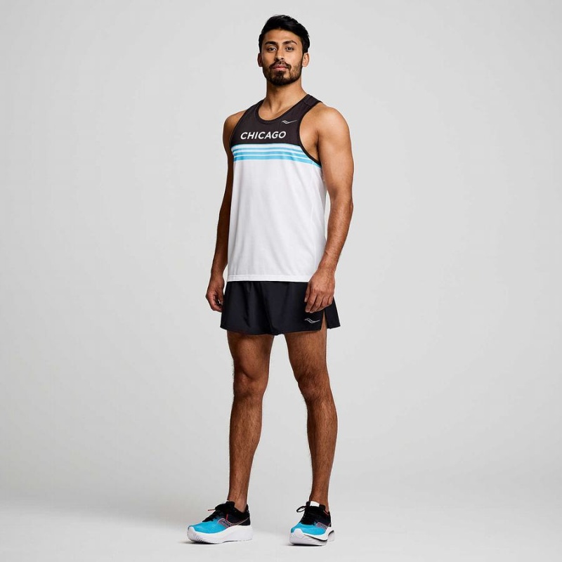 Men's Saucony Chicago Stopwatch Singlet Tank Top White | SG S47361-M57