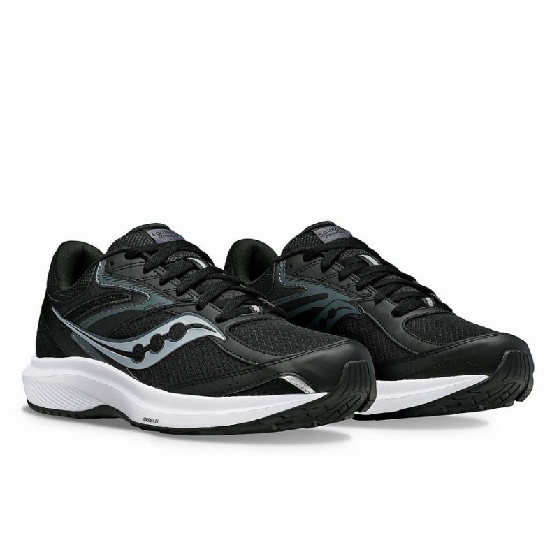 Men's Saucony Cohesion 17 Wide Running Shoes Black / White | SG S08795-K06