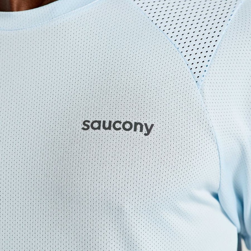 Men's Saucony Elevate Short Sleeve T Shirts Blue | SG S14029-X19