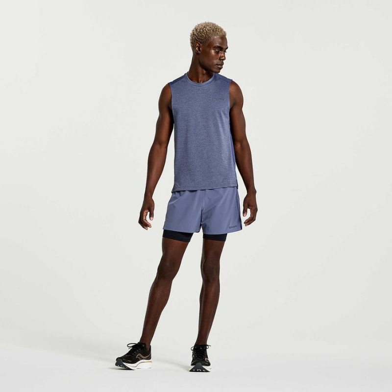 Men's Saucony Elevate Sleeveless Tank Top Blue | SG S86475-N21