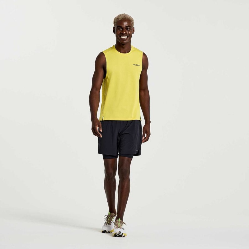 Men's Saucony Elevate Sleeveless Tank Top Yellow | SG S76918-M64