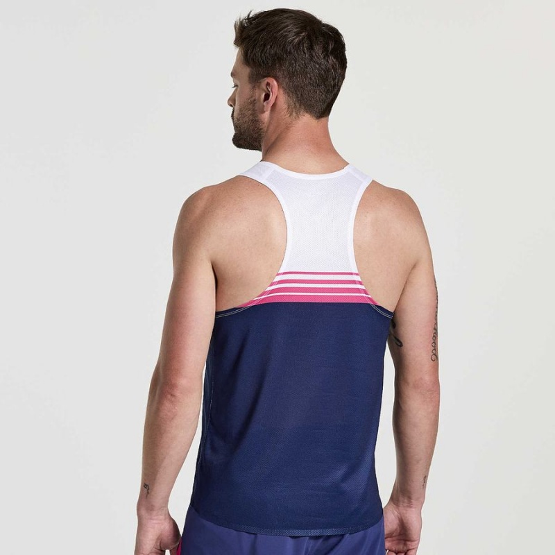 Men's Saucony Elite Singlet Tank Top Navy | SG S10298-C15