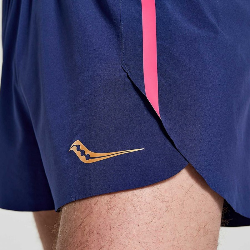 Men's Saucony Elite Split Shorts Navy | SG S84530-U90