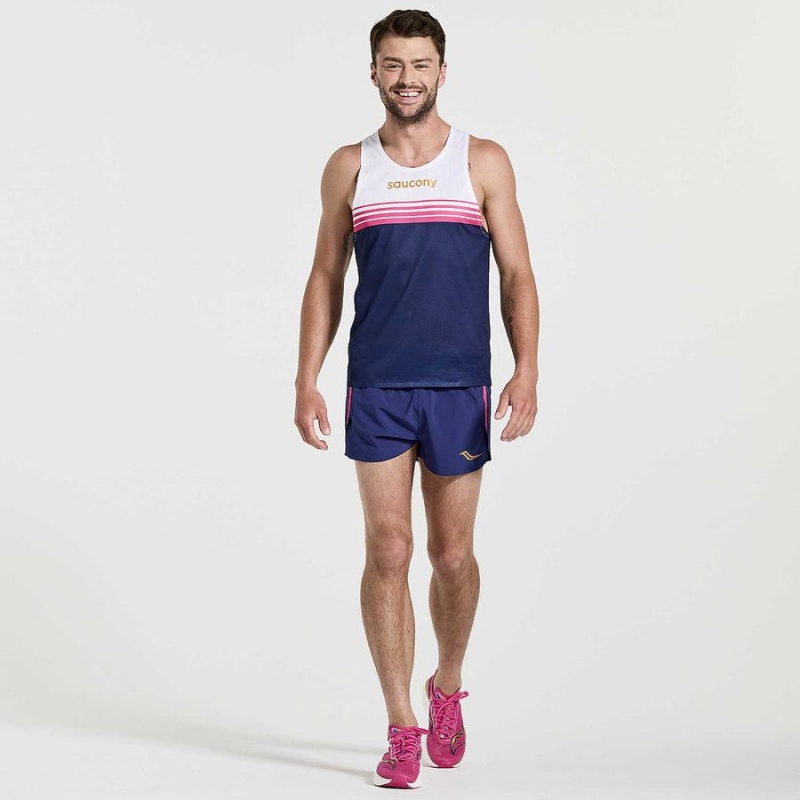 Men's Saucony Elite Split Shorts Navy | SG S84530-U90