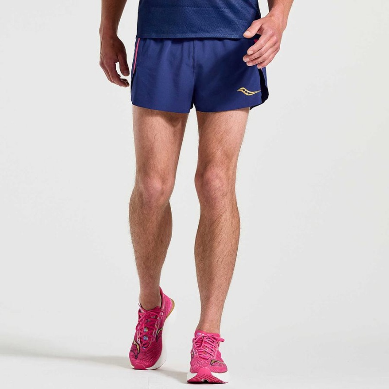 Men\'s Saucony Elite Split Shorts Navy | SG S84530-U90