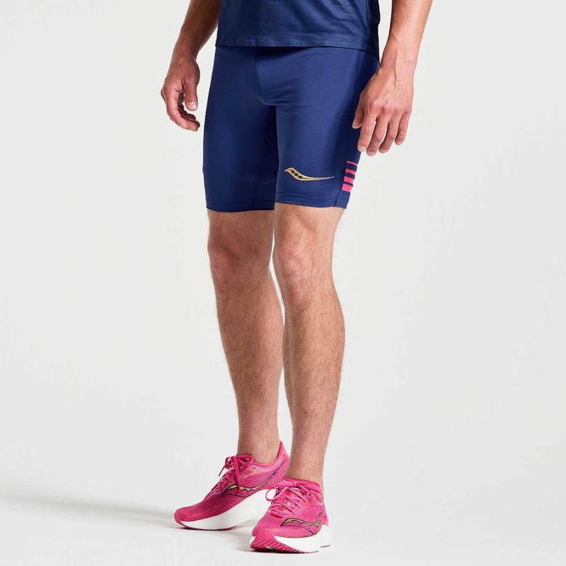 Men\'s Saucony Elite Tight Shorts Navy | SG S71904-Y04