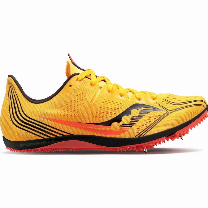 Men\'s Saucony Endorphin 3 Spike Track Spikes Gold / Red | SG S17504-R26