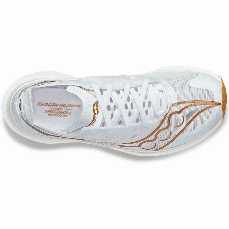 Men's Saucony Endorphin Elite Running Shoes White / Gold | SG S12397-K42