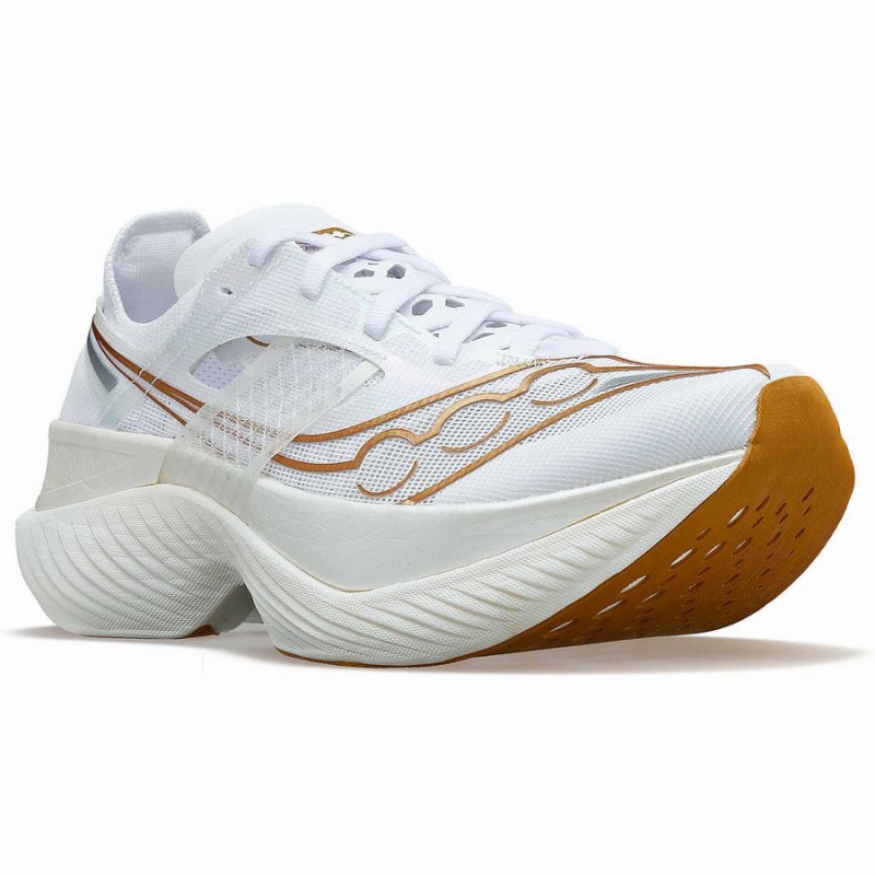 Men's Saucony Endorphin Elite Running Shoes White / Gold | SG S12397-K42