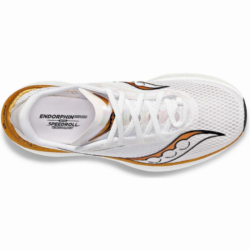 Men's Saucony Endorphin Pro 3 Running Shoes White / Gold | SG S90618-J18