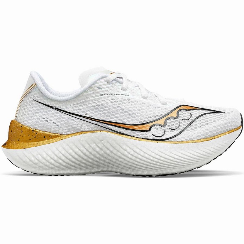 Men\'s Saucony Endorphin Pro 3 Running Shoes White / Gold | SG S90618-J18